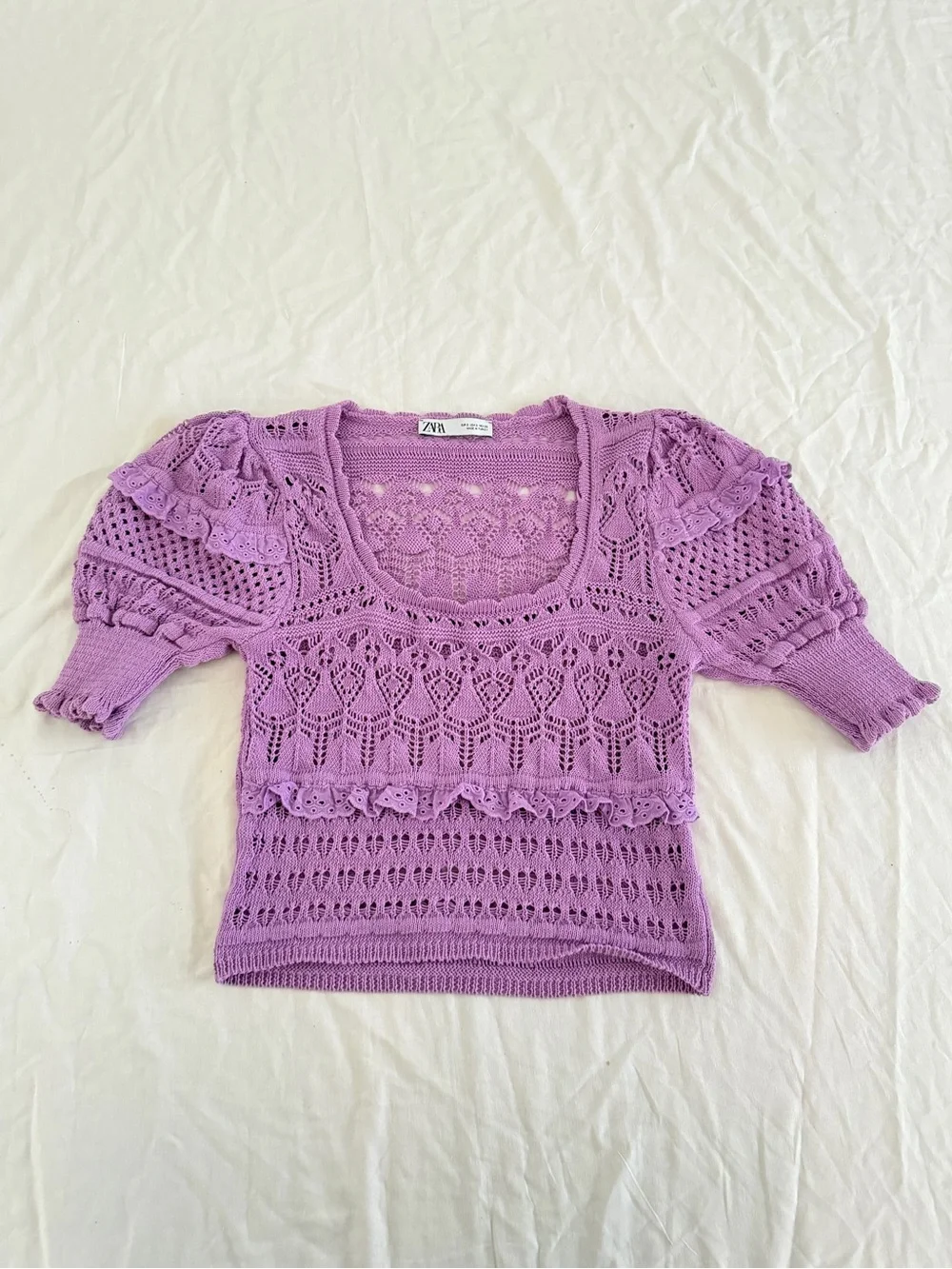 Zara Knit Crochet Crop Sweater